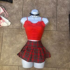 Kawaii Red Ruffled Camisole Top